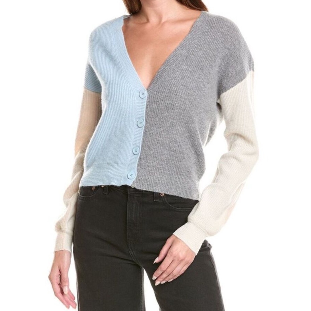 Color block cashmere cardigan